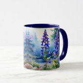 ウッドランド・ラークスパー。ラークスパーパーソナライズされたラークスパー マグカップ (正面右)