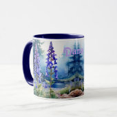 ウッドランド・ラークスパー。ラークスパーパーソナライズされたラークスパー マグカップ (正面左)