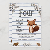 ウッドランド/リス誕生日招待状 招待状 (正面/裏面)