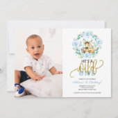 ウッドランド・ワイルド・ファーストバースデー写真招待状 招待状 (正面)