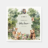 ウッドランド、冒険から赤ちゃんシャワーを浴びる スタンダードカクテルナプキン (正面)