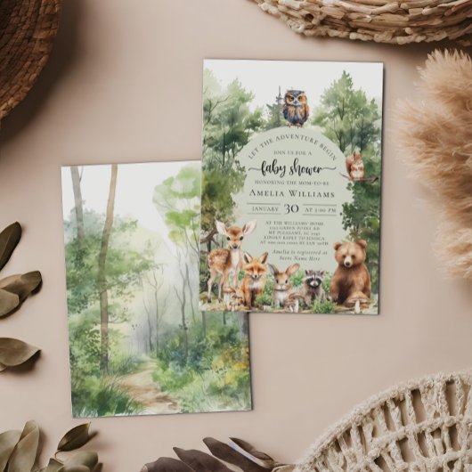 ウッドランド、冒険から赤ちゃんシャワーを浴びる 招待状