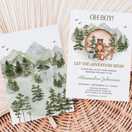 ウッドランド、冒険から赤ちゃんシャワーを浴びる 招待状