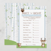 ウッドランド 春/夏 赤ちゃん歓迎会 価格当てゲーム 招待状 (正面/裏面)