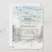 ウッドランド、松の木、ストリングライト、水彩 招待状 (正面)