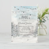 ウッドランド、松の木、ストリングライト、水彩 招待状 (スタンド正面)