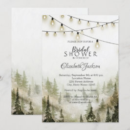 ウッドランド、森、松、ストリングライト 招待状