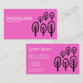 ウッドランド – 白と黒のピンク 名刺 (正面/裏面)