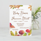 ウッドランド、秋の森、キノコの赤ちゃんシャワー 招待状 (スタンド正面)