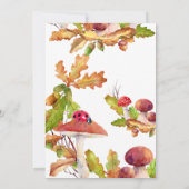 ウッドランド、秋の森、キノコの赤ちゃんシャワー 招待状 (裏面)