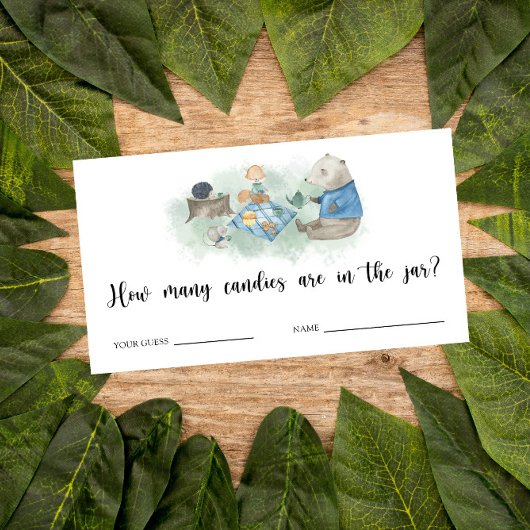 ウッドランド – 赤ちゃんシャワーはキャンディの数を推測 エンクロージャーカード