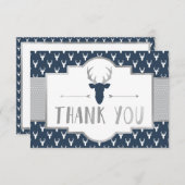 ウッドランド〔雄ジカの〕枝角サンキューカードフェイク、フォイル サンキューカード (正面/裏面)