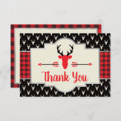 ウッドランド〔雄ジカの〕枝角サンキューカード、バッファロープレイド サンキューカード (正面/裏面)