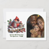 ウッドランド(鳥)ショウジョウコウカンチョウコージーフォレストクリスマスフォト シーズンカード (正面)