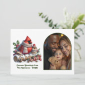 ウッドランド(鳥)ショウジョウコウカンチョウコージーフォレストクリスマスフォト シーズンカード (スタンド正面)