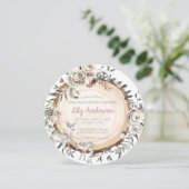 ウッドランド | 鹿と花ベビーシャワー招待状 シーズンカード (スタンド正面)