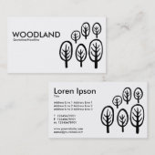 ウッドランド – 黒の上に白 名刺 (正面/裏面)