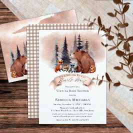 ウッドランドBearly Waitバーチャル少年の赤ちゃんシャワー 招待状