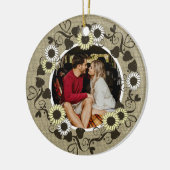 ウッドランドBOHOひまわり写真 セラミックオーナメント (左)