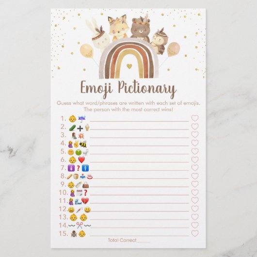 ウッドランドBOHOレインボー絵文字シャワーゲーム (正面)