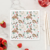 ウッドランドChistmas動物、冬の雪テーマ スタンダードランチョンナプキン (インサイチュ)