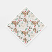 ウッドランドChistmas動物、冬の雪テーマ スタンダードランチョンナプキン (角)