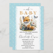 ウッドランドOhベビーキツネ春ボーイベビーシャワー 招待状 (正面/裏面)