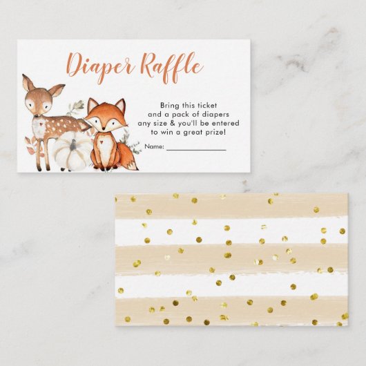 ウッドランドOhボーイカボチャ赤ちゃんシャワーおむつラッフル エンクロージャーカード (正面/裏面)