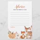 ウッドランドOhボーイカボチャ赤ちゃんシャワーアドバイスカード (正面)