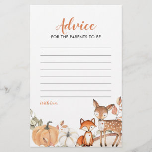 ウッドランドOhボーイカボチャ赤ちゃんシャワーアドバイスカード