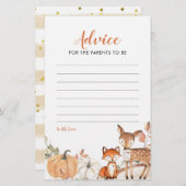 ウッドランドOhボーイカボチャ赤ちゃんシャワーアドバイスカード (正面/裏面)