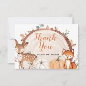 ウッドランドOhボーイカボチャ赤ちゃんシャワーサンキューカード サンキューカード (正面)