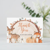 ウッドランドOhボーイカボチャ赤ちゃんシャワーサンキューカード サンキューカード (スタンド正面)