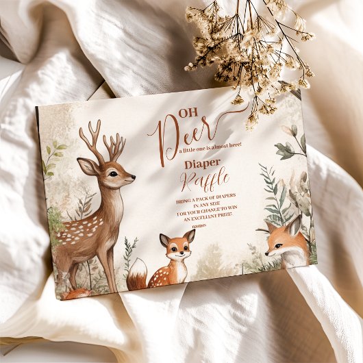 ウッドランドOh鹿テーマおむつラッフル エンクロージャーカード