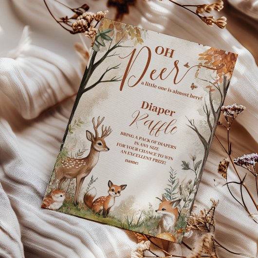 ウッドランドOh鹿テーマおむつラッフル エンクロージャーカード