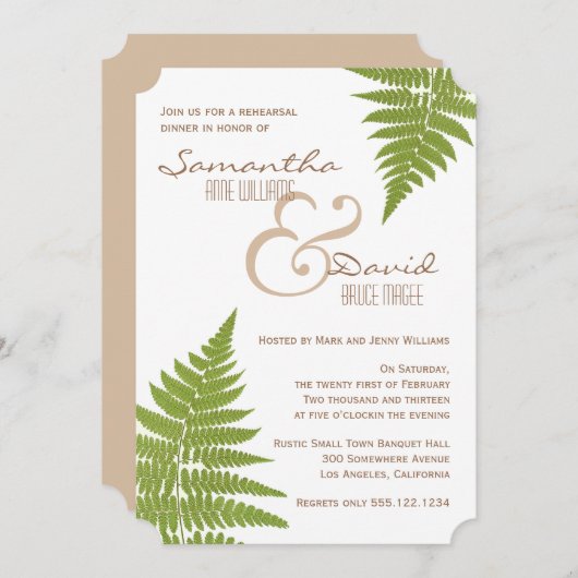 ウッドラン結婚ドシダリハーサルディナー招待状 招待状 (正面/裏面)