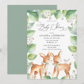 ウッドラン親愛ド・ガール・グリーニュートラル・ベビー・シャワー 招待状 (正面/裏面)