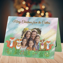 ウッドラ予測できなンド写真折り畳みホリデーカード