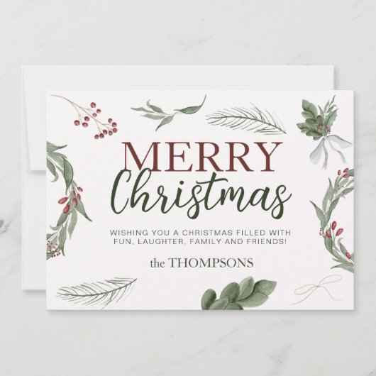 ウッドラ伝統的ンドウォーター素朴カラークリスマス シーズンカード (正面)