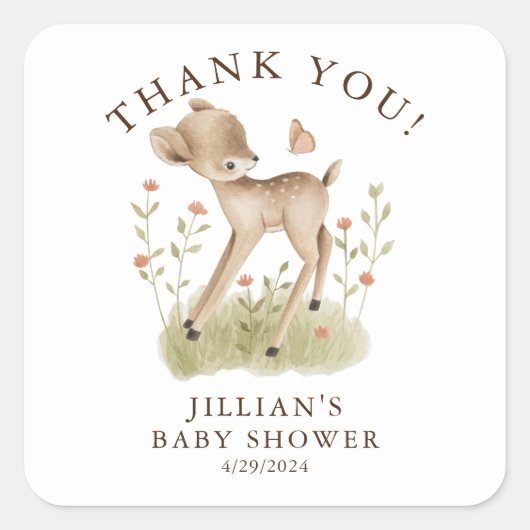 ウッドラ疑問に思ンド鹿 スクエアシール (正面)