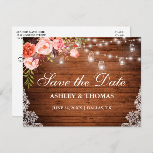 ウッドラ素朴イツジャースコーラルフローラ保存日 案内ポストカード (正面/裏面)