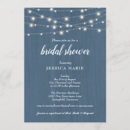 ウッドラ素朴イツダスティブルーブライダルシャワー 招待状