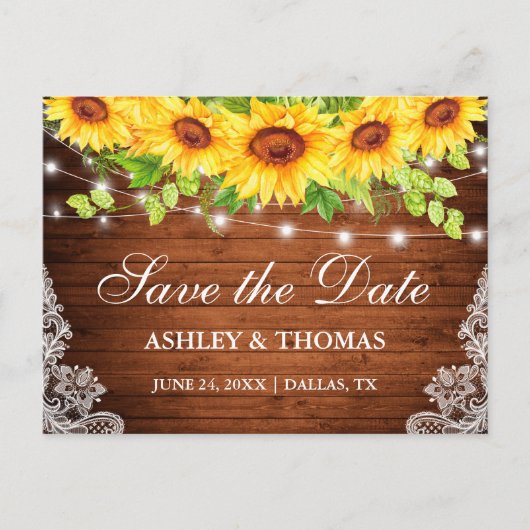 ウッドラ素朴イツレースひまわり日付保存 案内ポストカード (正面)