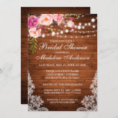 ウッドラ素朴イツレースフローラブライダルシャワー 招待状 (正面/裏面)