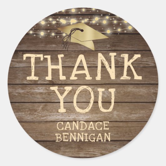 ウッドラ素朴イツ卒業キャップありがとう ラウンドシール (正面)