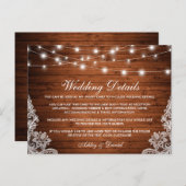 ウッドラ素朴イトレースの結婚詳細カード ポストカード (正面/裏面)