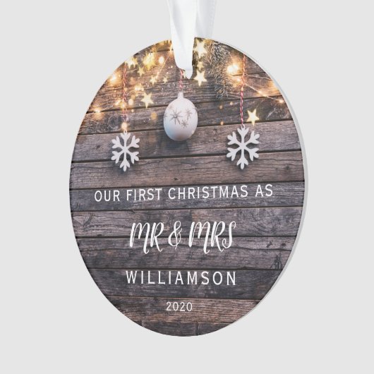 ウッドラ素朴イト初めてのクリスマスフォトカスタム オーナメント (正面)