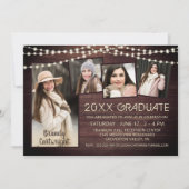 ウッドラ素朴イト5フォトコラージュ卒業 招待状 (正面)