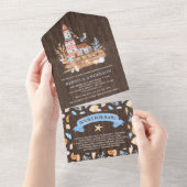 ウッドラ素朴イ航海のトハウスベビーシャワー オールインワン招待状 (貼ってはがせる)