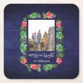 ウッドラ素朴ンドお洒落マッシュルーム スクエアペーパーコースター (正面)